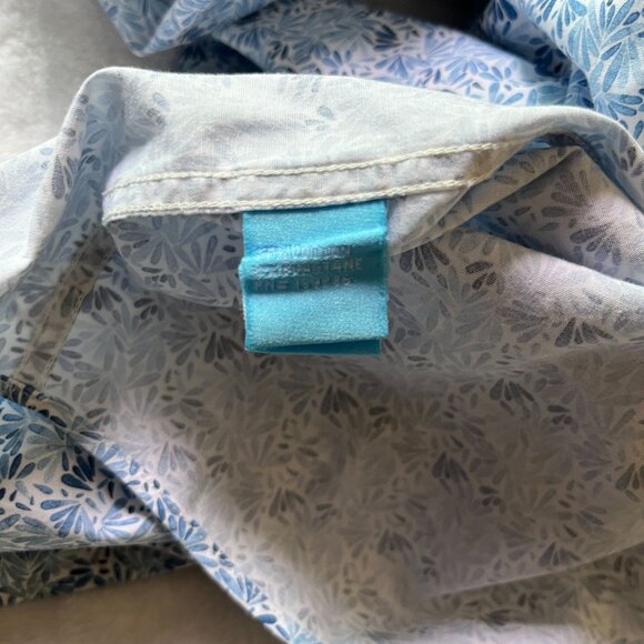 J. McLaughlin Mens Blue Leaf Print Long Sleeve Button-Up Shirt Large Stretch - Picture 8 of 9